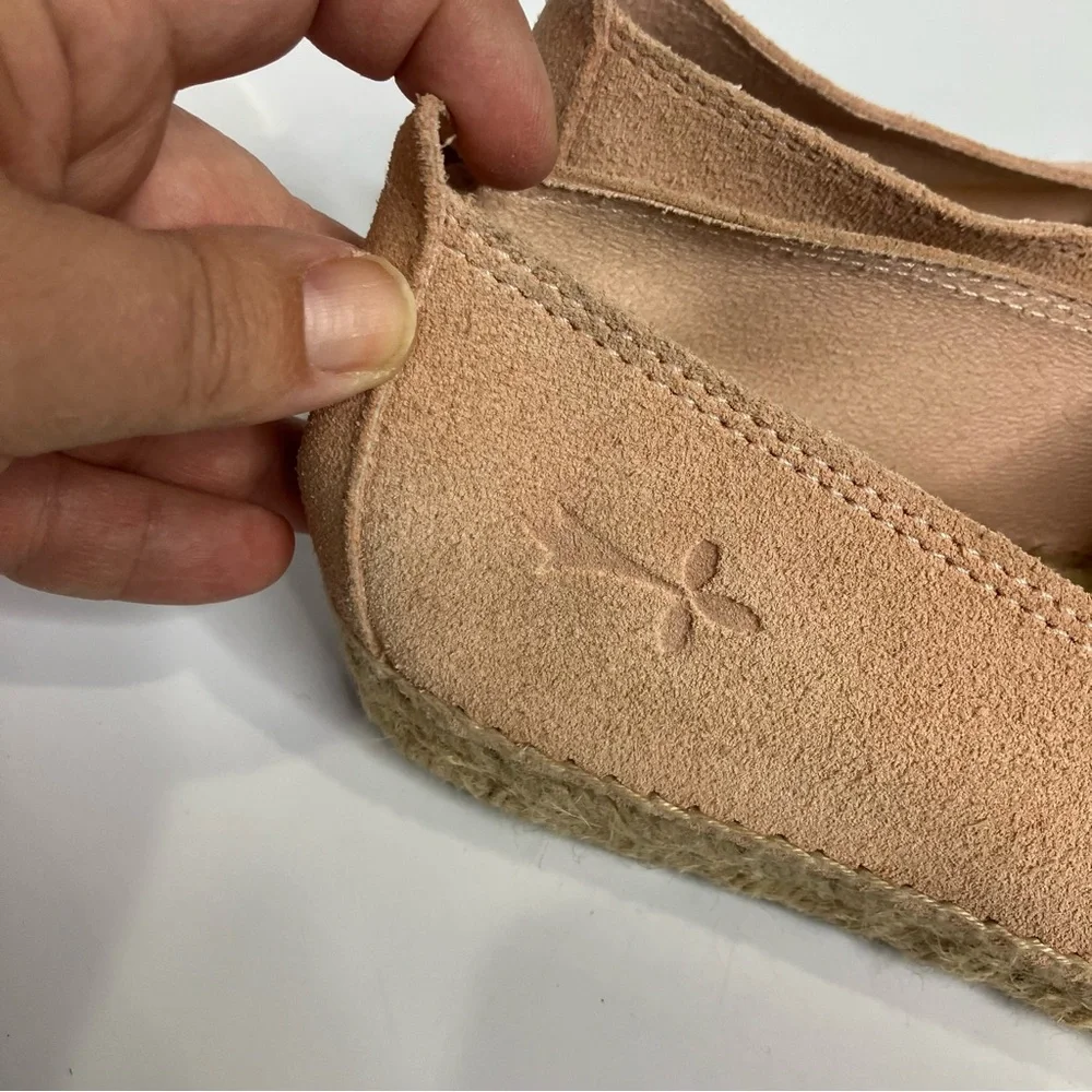 Manebi Hamptons platform espadrille slip on shoes suede womens size 38 peach tan
